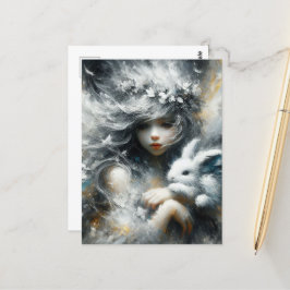 Niedliche Fee und ihr bezauberndes Kaninchen Postkarte