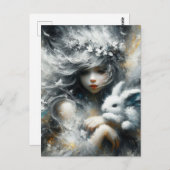 Niedliche Fee und ihr bezauberndes Kaninchen Postkarte (Vorne/Hinten)