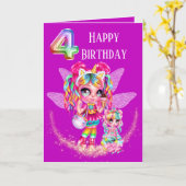 Niedliche Fee zum Geburtstag Regenbogen animiert M Karte (Gelbe Blume)