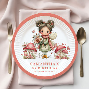 Niedliche Feen 5. Geburtstag Pastell Blumen Teller