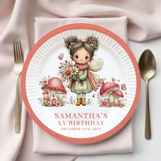 Niedliche Feen 5. Geburtstag Pastell Blumen Teller