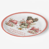 Niedliche Feen 5. Geburtstag Pastell Blumen Teller (Schrägansicht)