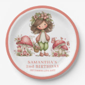Niedliche Feen 6. Geburtstag Rosa Pilz Teller (Vorderseite)