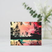 Niedliche Feen und Vögel Postkarte (Stehend Vorderseite)