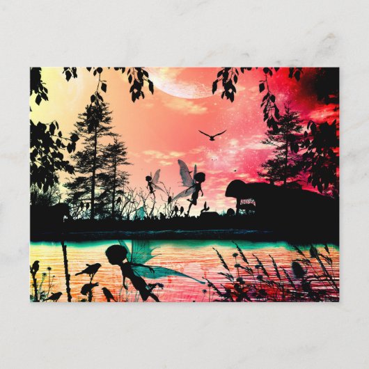 Niedliche Feen und Vögel Postkarte (Vorderseite)