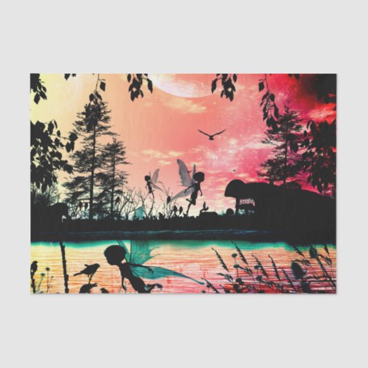 Niedliche Feen und Vögel Seidenpapier (Vorderseite)