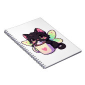 Niedliche Feenkatze trinkt heiße Schokolade Notizblock (Rechte Seite)