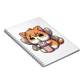 Niedliche Feenkatze trinkt Milchshake Notizblock (Rechte Seite)