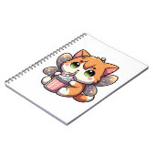 Niedliche Feenkatze trinkt Milchshake Notizblock (Linke Seite)