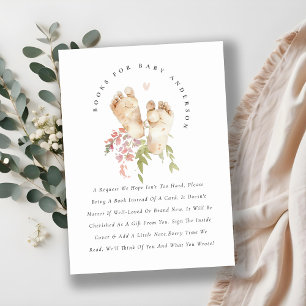 Niedliche Feet Pink Blumenbücher für Babydusche Begleitkarte