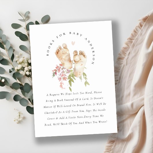 Niedliche Feet Pink Blumenbücher für Babydusche Begleitkarte