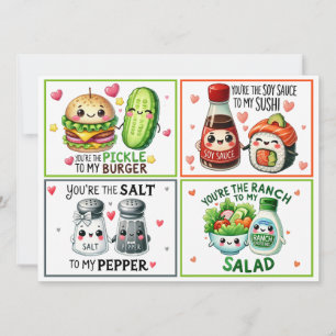 Niedliche Feinschmecker Kawaii Valentine's Klassen Feiertagskarte