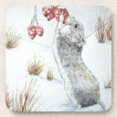 Niedliche Feldmaus-Szene Winterwelt Untersetzer (Vorderseite)