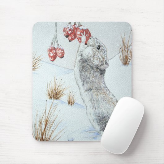 niedliche Feldmaus Winterschneeszene Mousepad (Mit Mouse)