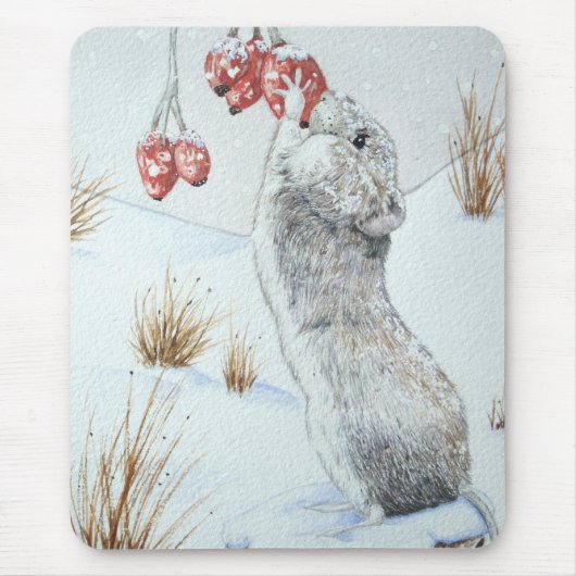niedliche Feldmaus Winterschneeszene Mousepad (Vorne)