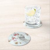 niedliche Feldmaus Winterschneeszene Runder Pappuntersetzer (Vor Ort)