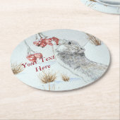 niedliche Feldmaus Winterschneeszene Runder Pappuntersetzer (Angewinkelt)