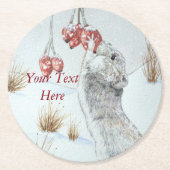 niedliche Feldmaus Winterschneeszene Runder Pappuntersetzer (Vorderseite)