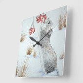 Niedliche Feldmäuseschneeszenenwild lebende tiere Quadratische Wanduhr (Winkel)