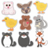 Niedliche Felt Look Critters Mouse Fox Bear Fox Aufkleber (Vorderseite)