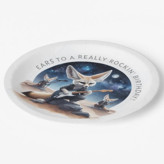 Niedliche Fennec-Füchse rocken Acousus Gitarren Pappteller (Schrägansicht)