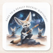 Niedliche Fennec-Füchse rocken Acousus Gitarren Rechteckiger Pappuntersetzer (Vorderseite)