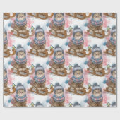 Niedliche Ferienkatze auf Schlitten Geschenkpapier (Flach)