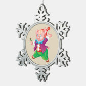 niedliche Ferkel Schneeflocken Zinn-Ornament (Rechts)