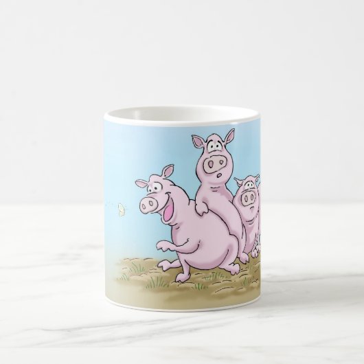 Niedliche Ferkel und Schmetterlings-Tasse Kaffeetasse (Mittel)