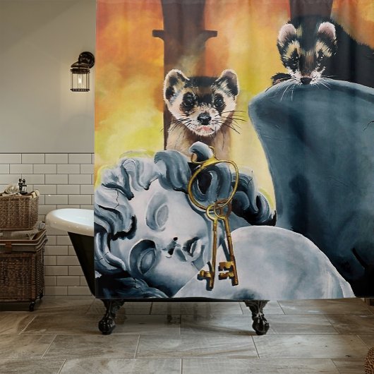 Niedliche Ferret Keys Cherub Duschvorhang