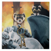 Niedliche Ferret Keys Cherub Fliese (Vorderseite)