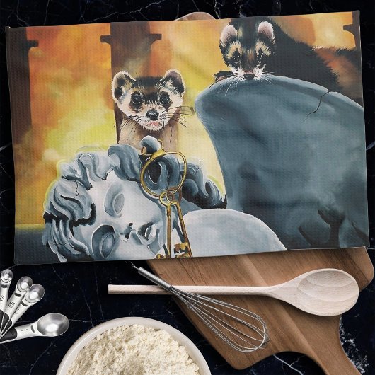 Niedliche Ferret Keys Cherub Geschirrtuch