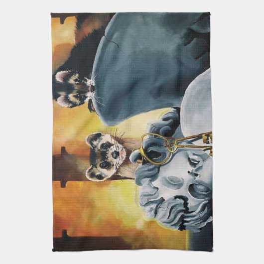 Niedliche Ferret Keys Cherub Geschirrtuch (Vertikal)