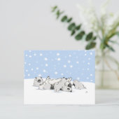 Niedliche Feste im Winterurlaub der Snow Keeshond Postkarte (Stehend Vorderseite)