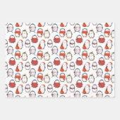 Niedliche Feste Pinguine Muster Weihnachten Geschenkpapier Set (Vorderseite)