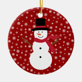 Niedliche festliche Cartoonsnowman-Schneeflocken Keramik Ornament