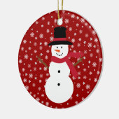 Niedliche festliche Cartoonsnowman-Schneeflocken Keramik Ornament (Links)