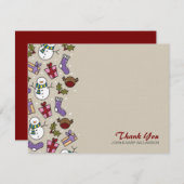 Niedliche festliche Charaktere bedanken sich für d Mitteilungskarte (Vorne/Hinten)