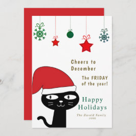 Niedliche festliche Katze mit roter Weihnachtsmann Feiertagskarte