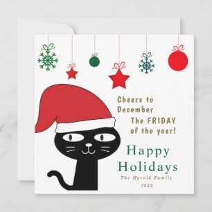 Niedliche festliche Katze mit roter Weihnachtsmann Feiertagskarte