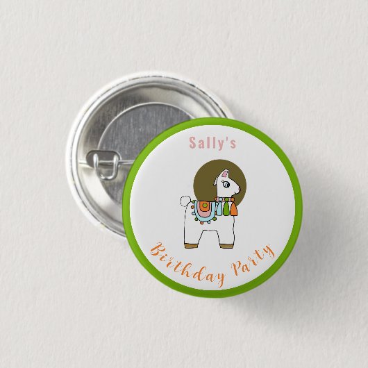 Niedliche festliche Pinata llama BIrthday Party Button (Vorne & Hinten)