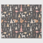 Niedliche festliche Rosa Weihnachtsbaum Eichhörnch Geschenkpapier (Flach)