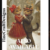 Niedliche festliche Tanzkatzen im Schnee BX4 Decou Seidenpapier