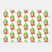 Niedliche festliche Vintage Elfen Weihnachten Geschenkpapier Set (Vorderseite 3)