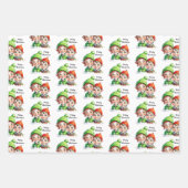 Niedliche festliche Vintage Elfen Weihnachten Geschenkpapier Set (Vorderseite)