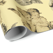 Niedliche festliche Vintage Flügeldrachengel Geschenkpapier (Rolleneckpunkt)