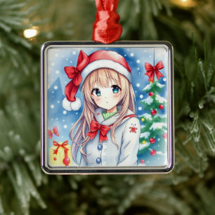 Niedliche Festtage Anime Girl Weihnachten Ornament Aus Metall
