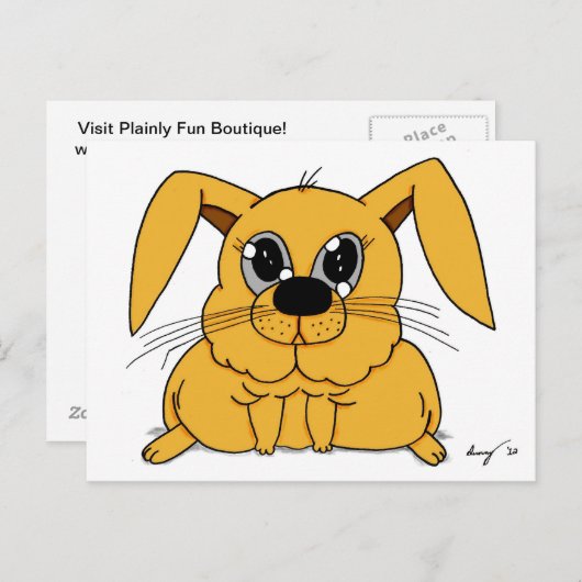 Niedliche Fett Bunny Postcard Postkarte (Vorne/Hinten)