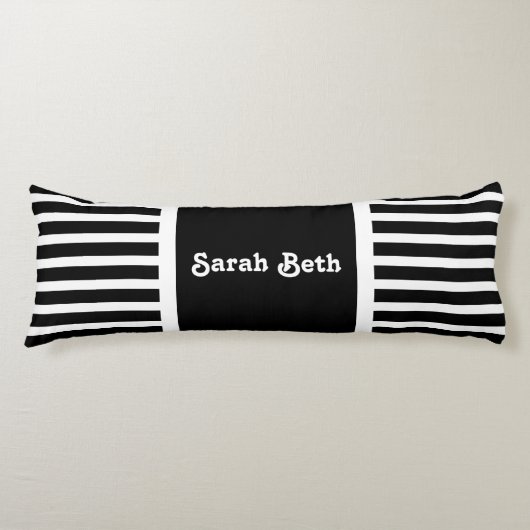 Niedliche fette Streifen Schwarz & Weiß, Name hinz Seitenschläferkissen (Vorderseite)