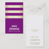 Niedliche fette Typografie Lila gestreift Visitenkarte (Vorne/Hinten)